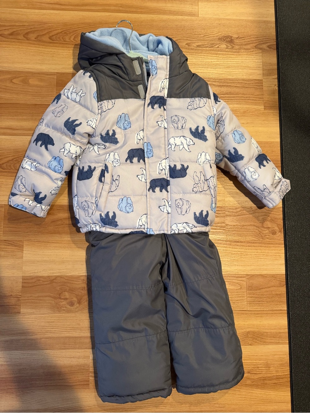 Carter's Light Blue, Navy & Gray Bear-Print Snowsuit